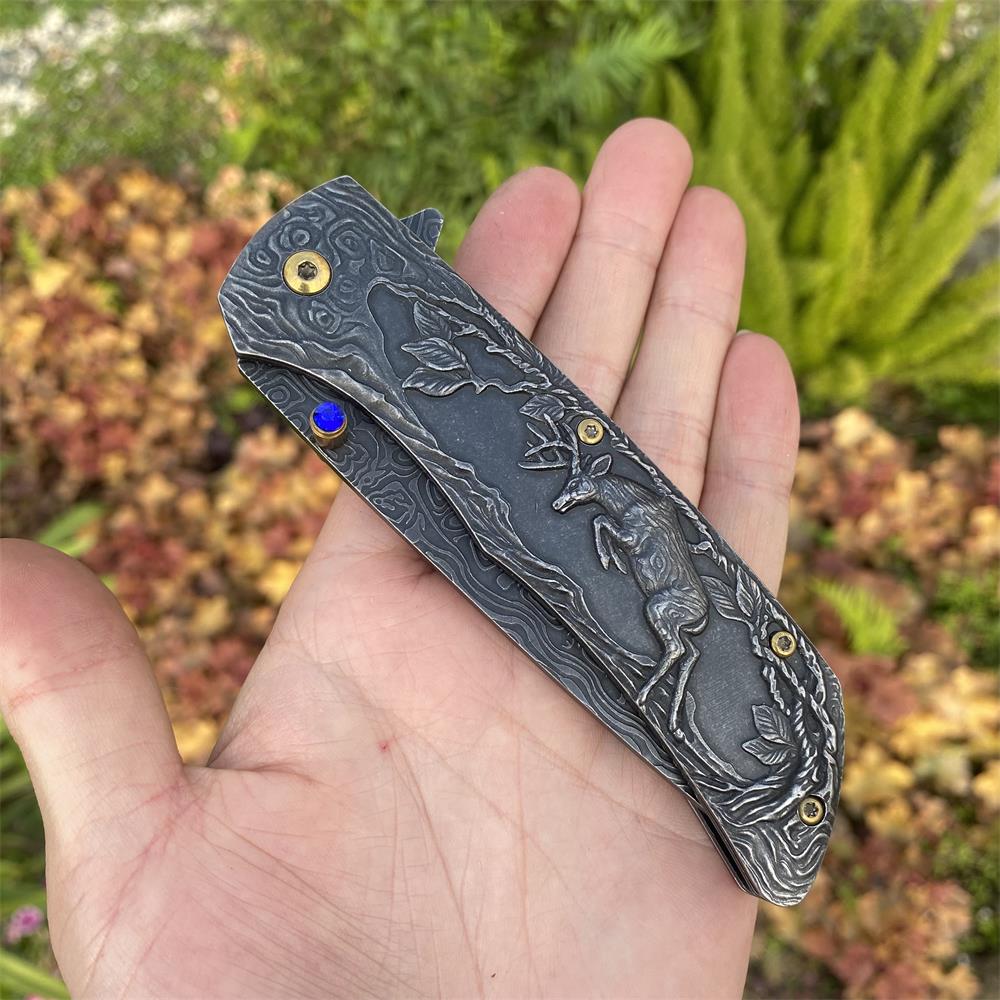 3D Sculpture Reindeer Folding Knife