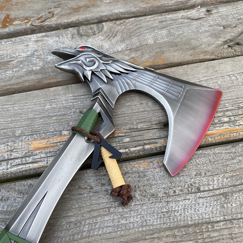 Full-Size New Raven Bite Axe Bloodhound Heirloom 100% Metal With Real Rope Wrapped Handle