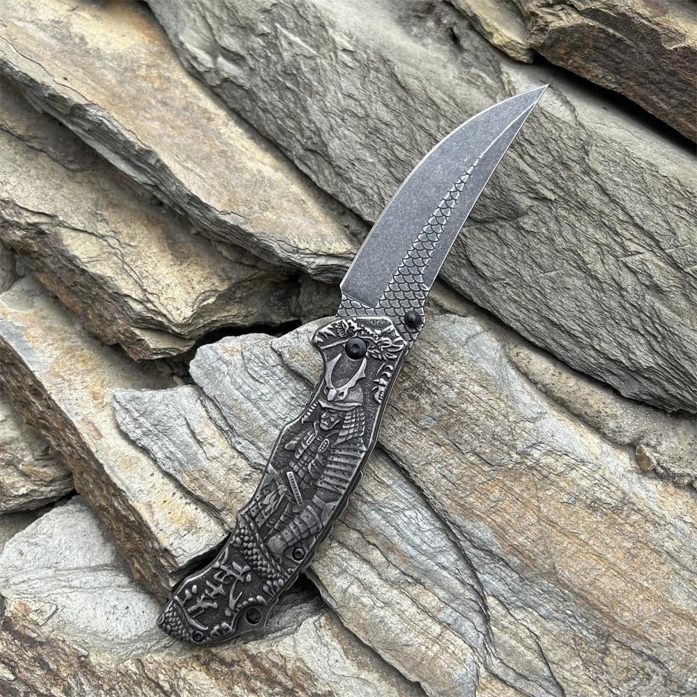 3D Samurai Sculpture Folding Knife