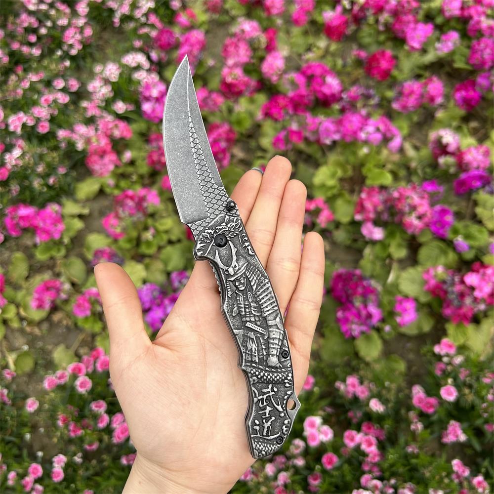 3D Samurai Sculpture Folding Knife