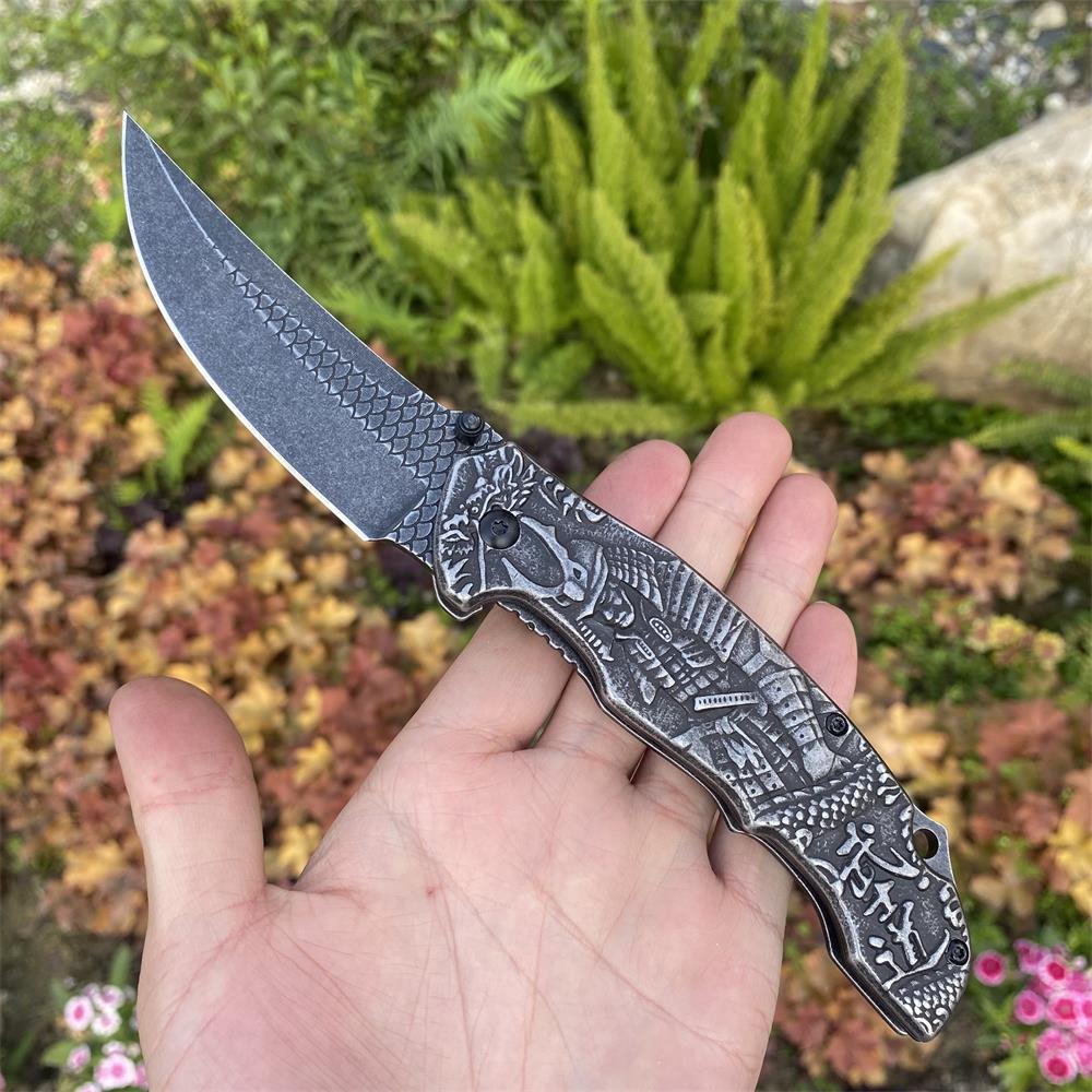 3D Samurai Sculpture Folding Knife