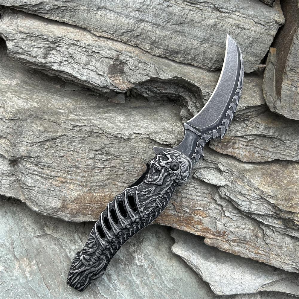 Cool Skull Folding Knife Tool