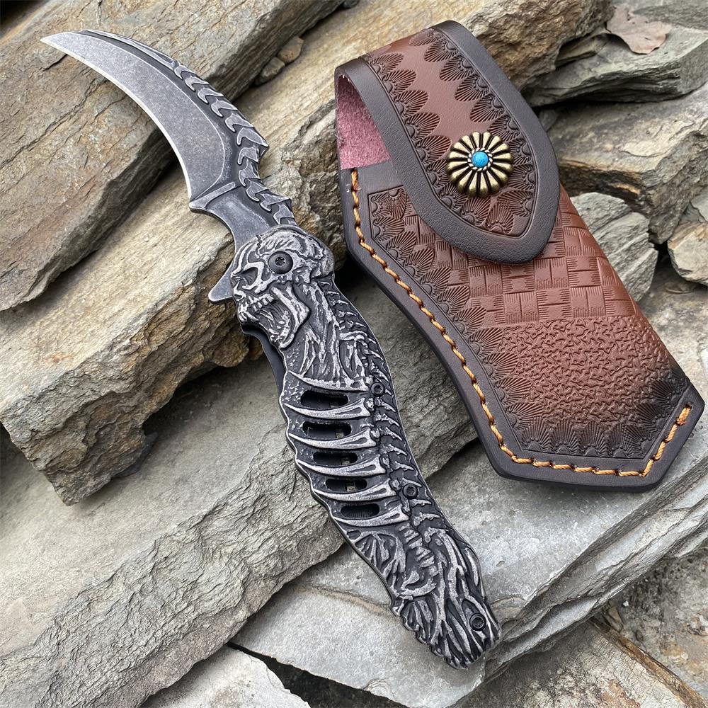 Cool Skull Folding Knife Tool