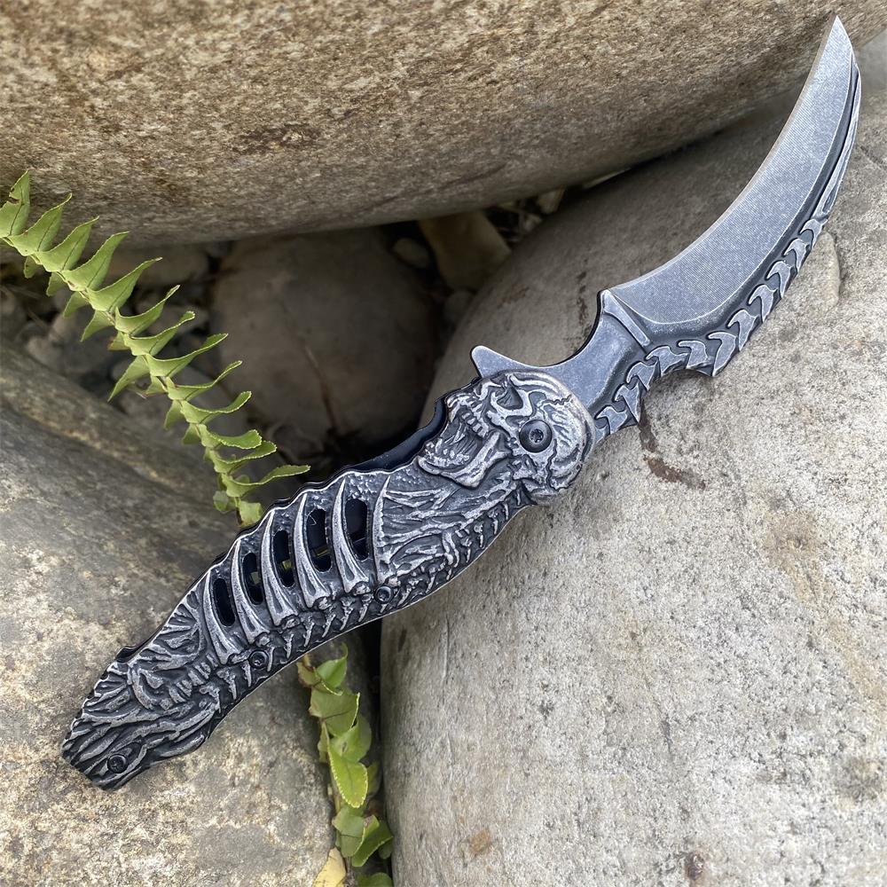 Cool Skull Folding Knife Tool