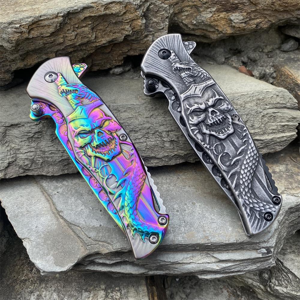 Snake Skull Relief Folding Knife