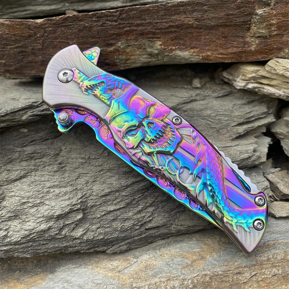 Snake Skull Relief Folding Knife
