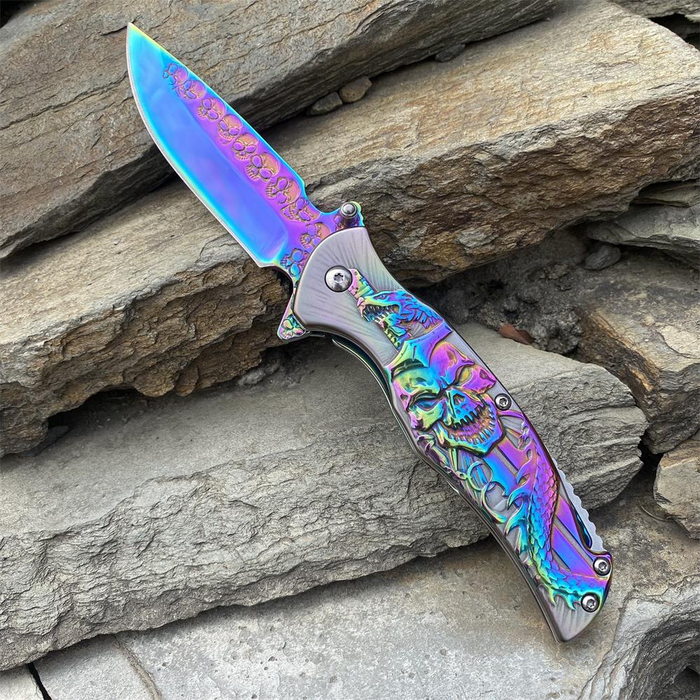 Snake Skull Relief Folding Knife