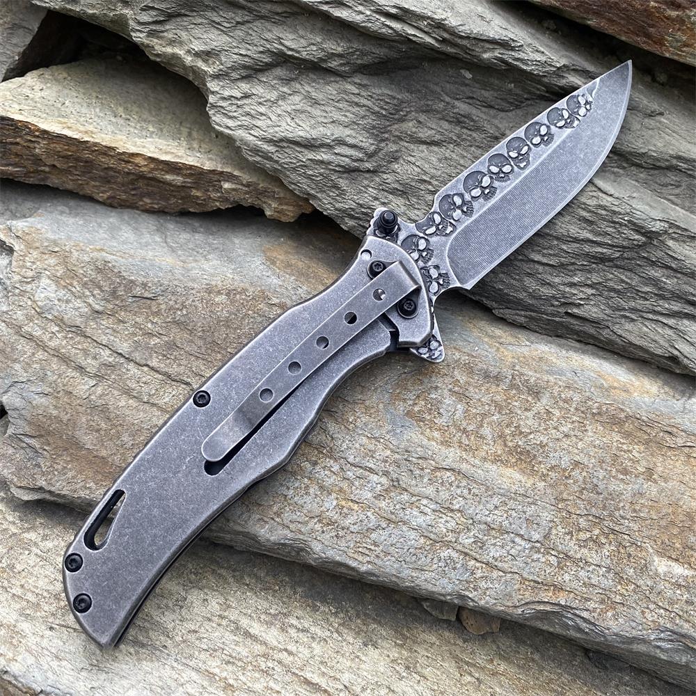 Snake Skull Relief Folding Knife