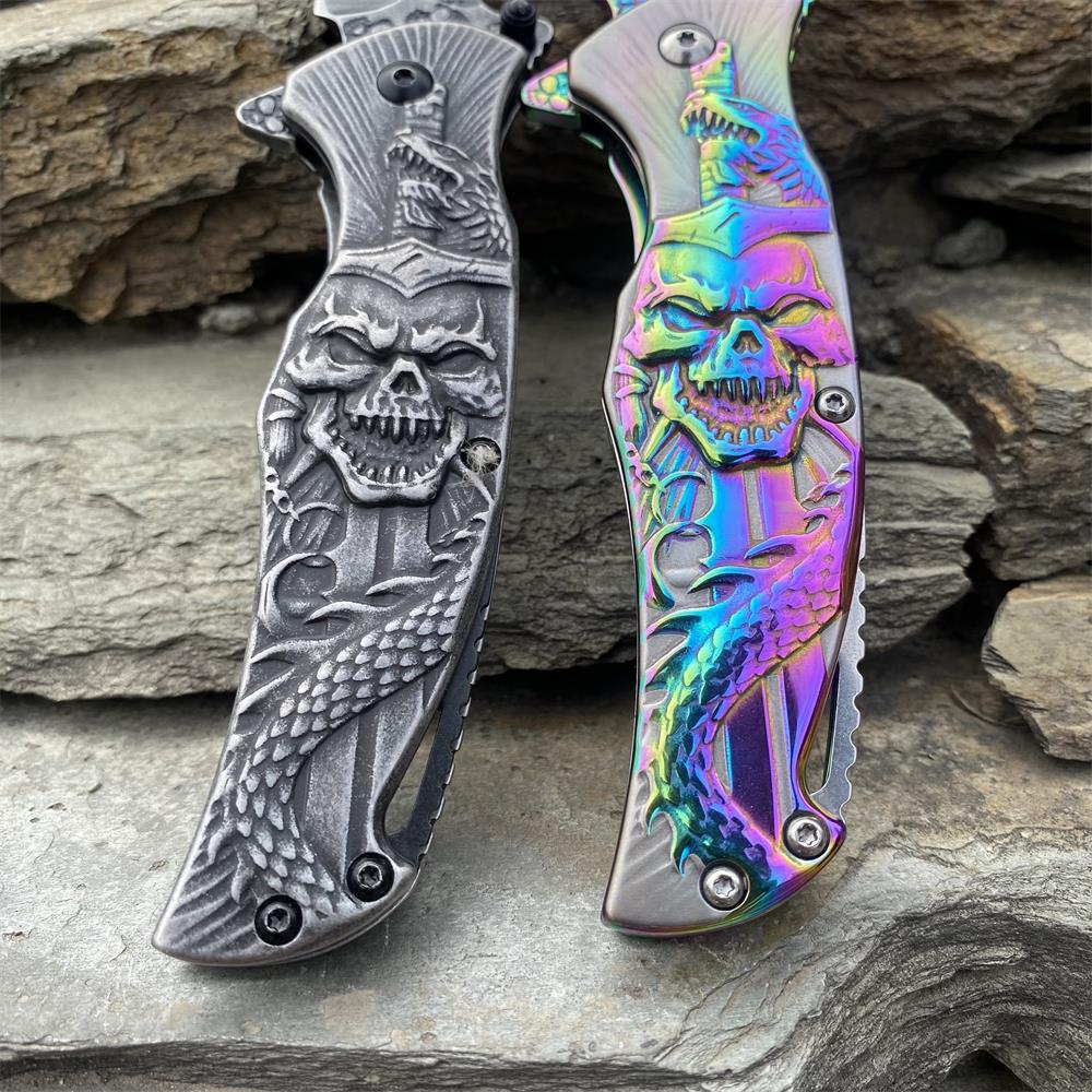 Snake Skull Relief Folding Knife