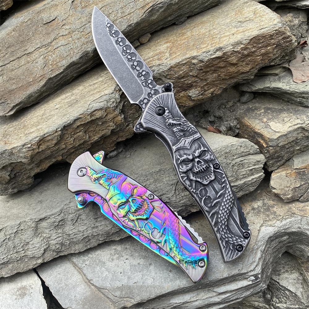 Snake Skull Relief Folding Knife
