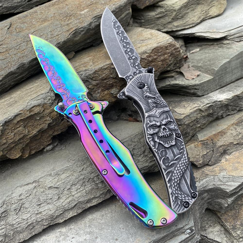 Snake Skull Relief Folding Knife