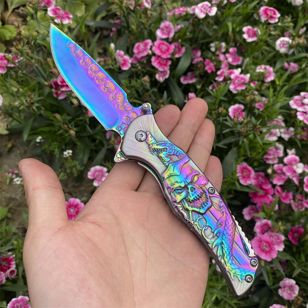 Snake Skull Relief Folding Knife