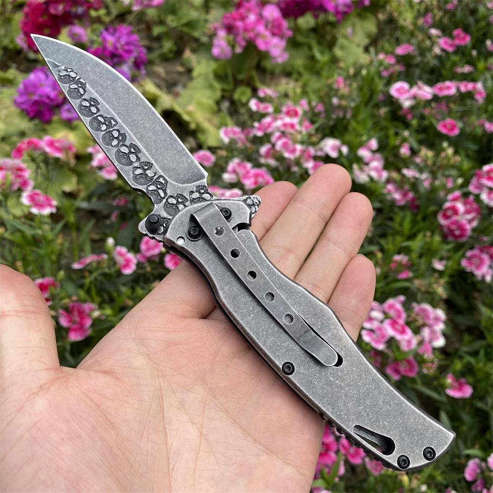Snake Skull Relief Folding Knife
