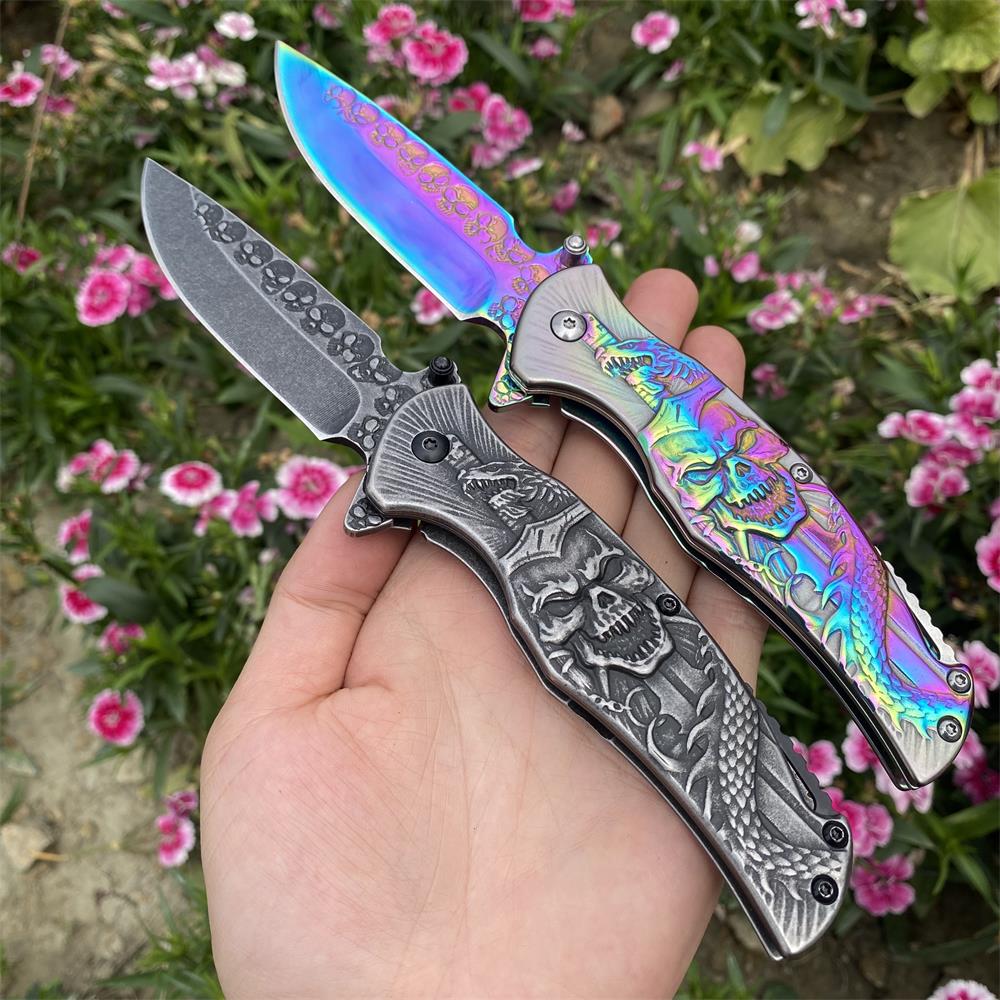 Snake Skull Relief Folding Knife