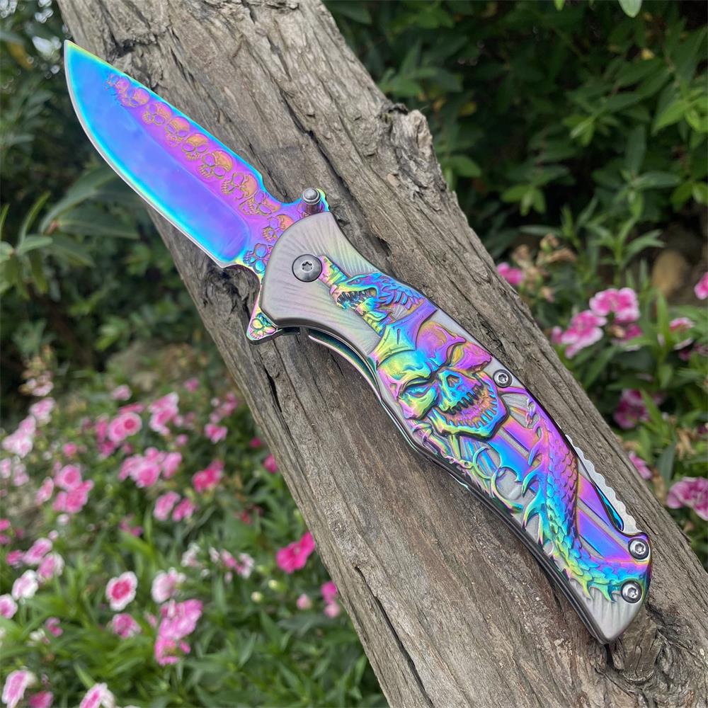 Snake Skull Relief Folding Knife