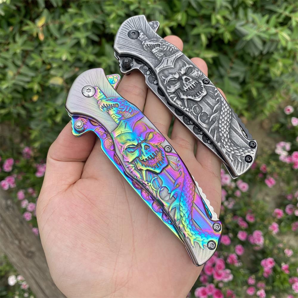 Snake Skull Relief Folding Knife