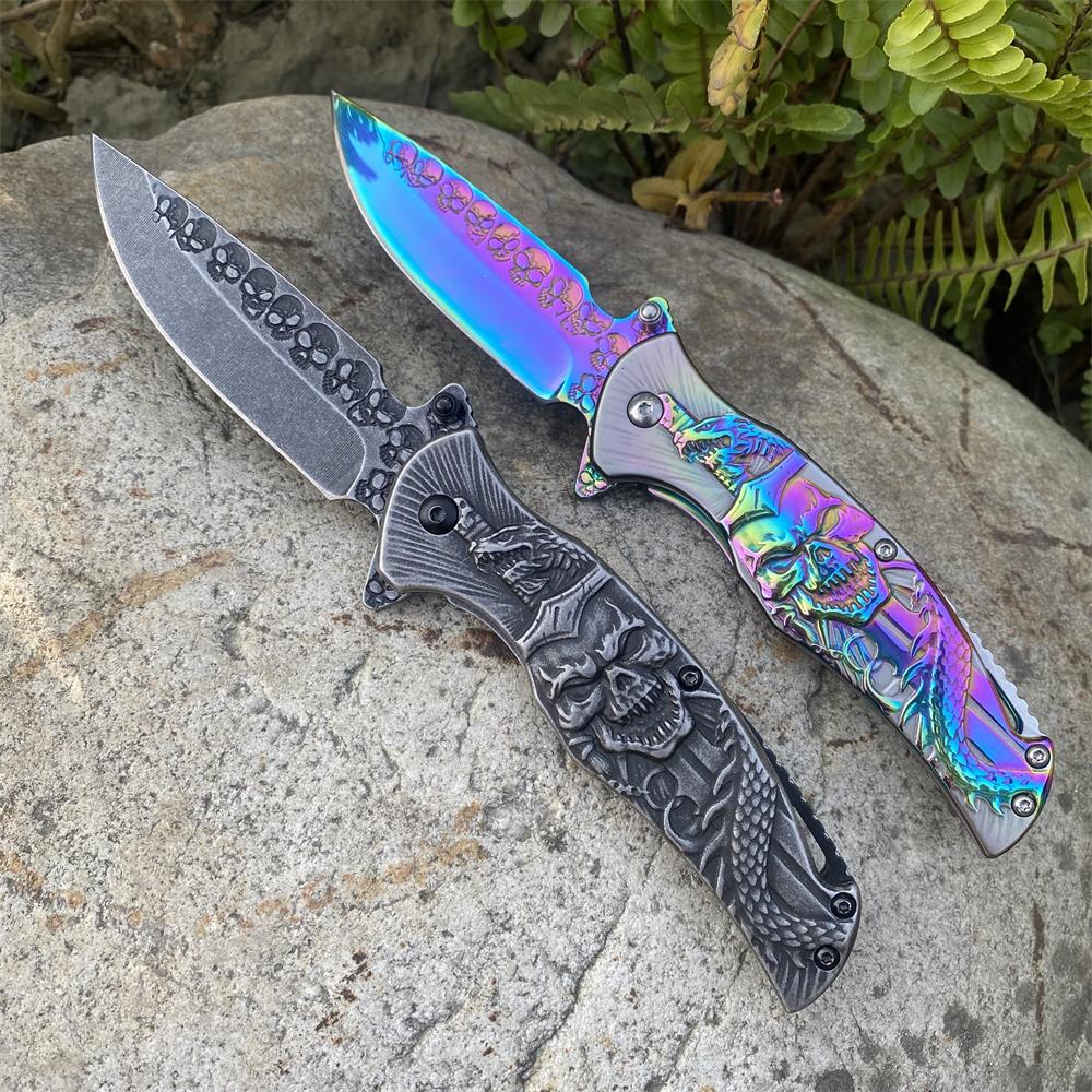Snake Skull Relief Folding Knife