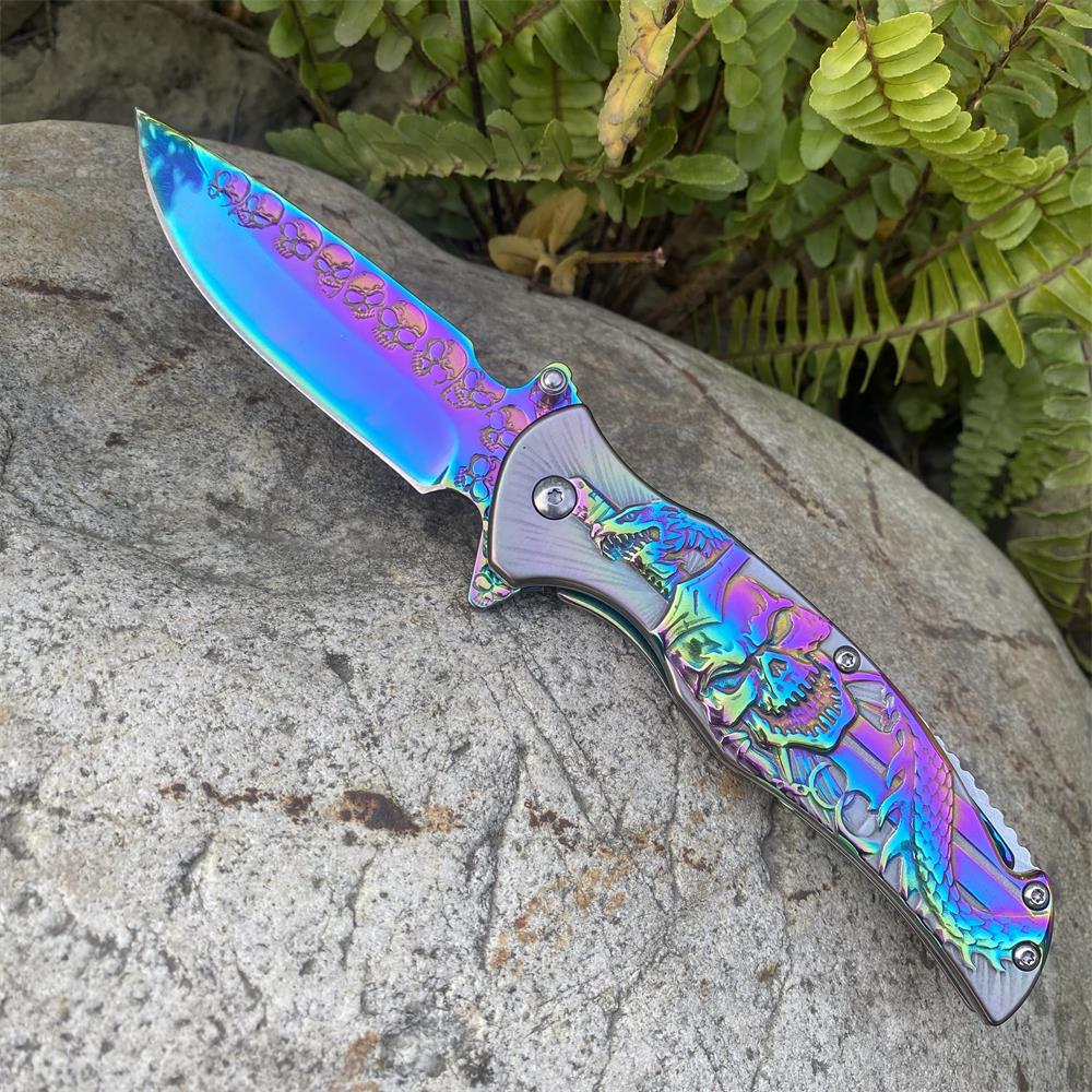 Snake Skull Relief Folding Knife