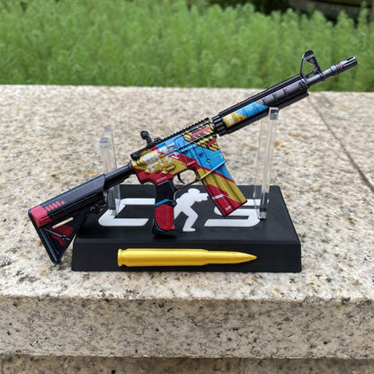 Metal Tiny CS M4A4 Cyber Security Gun Miniature For Collection