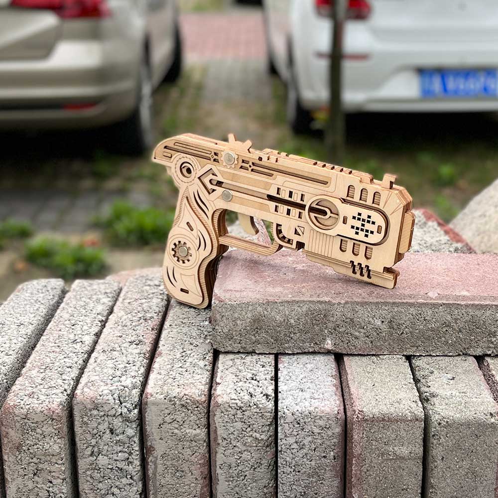 3D Wooden Kit Training Dragon Rubber Band Pistol Model Kit