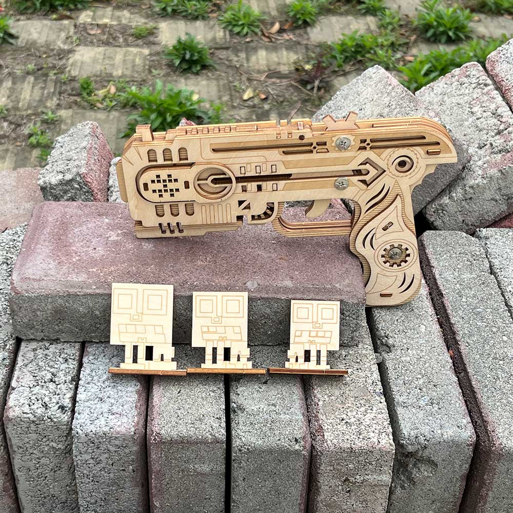 3D Wooden Kit Training Dragon Rubber Band Pistol Model Kit