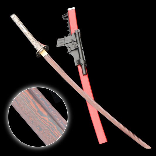 Red Damascus Steel  MG Sam's Murasama Katana IRL