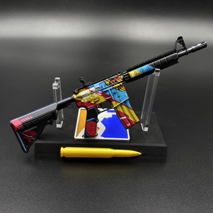 Metal Tiny CS M4A4 Cyber Security Gun Miniature For Collection