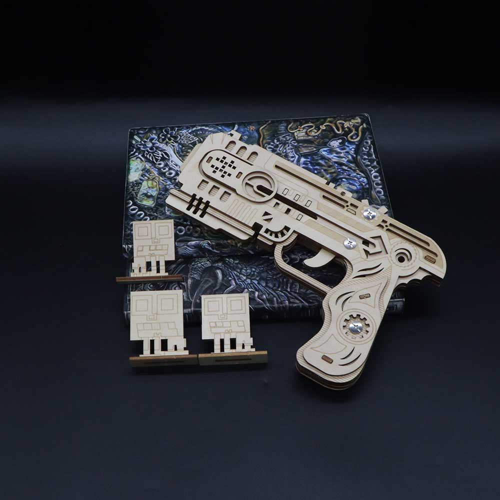3D Wooden Kit Training Dragon Rubber Band Pistol Model Kit