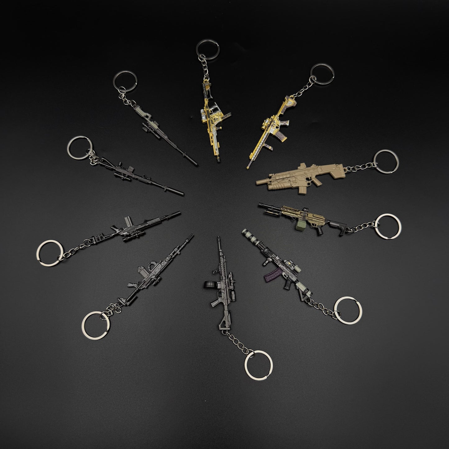 Mini Game Rifle Alloy Keychain Weapon Props Pendant