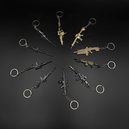 Mini Game Rifle Alloy Keychain Weapon Props Pendant