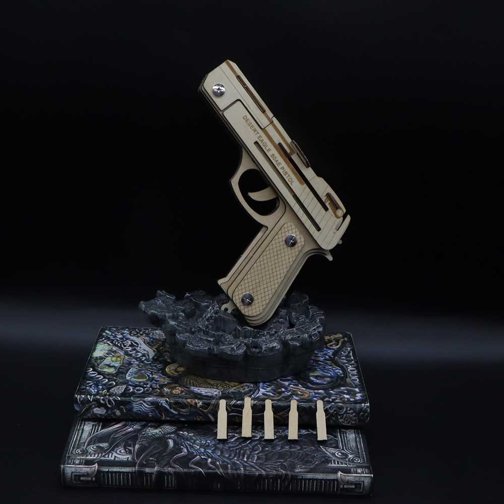 Assembled Wooden Rubber Band Gun Pistol Model Kit With Wooden bullets
