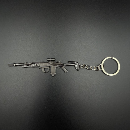 Mini Game Rifle Alloy Keychain Weapon Props Pendant
