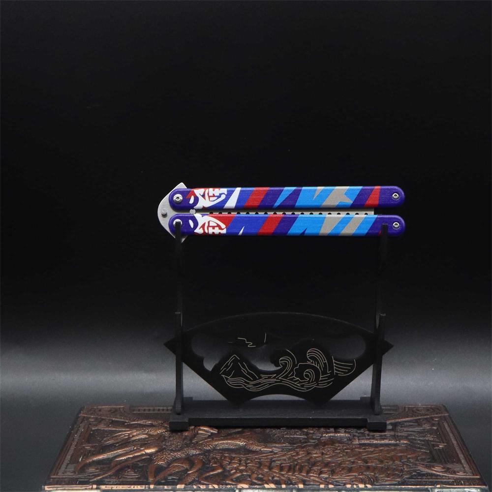 2-Layer Wooden Landscape Pattern Weapon Display Holder