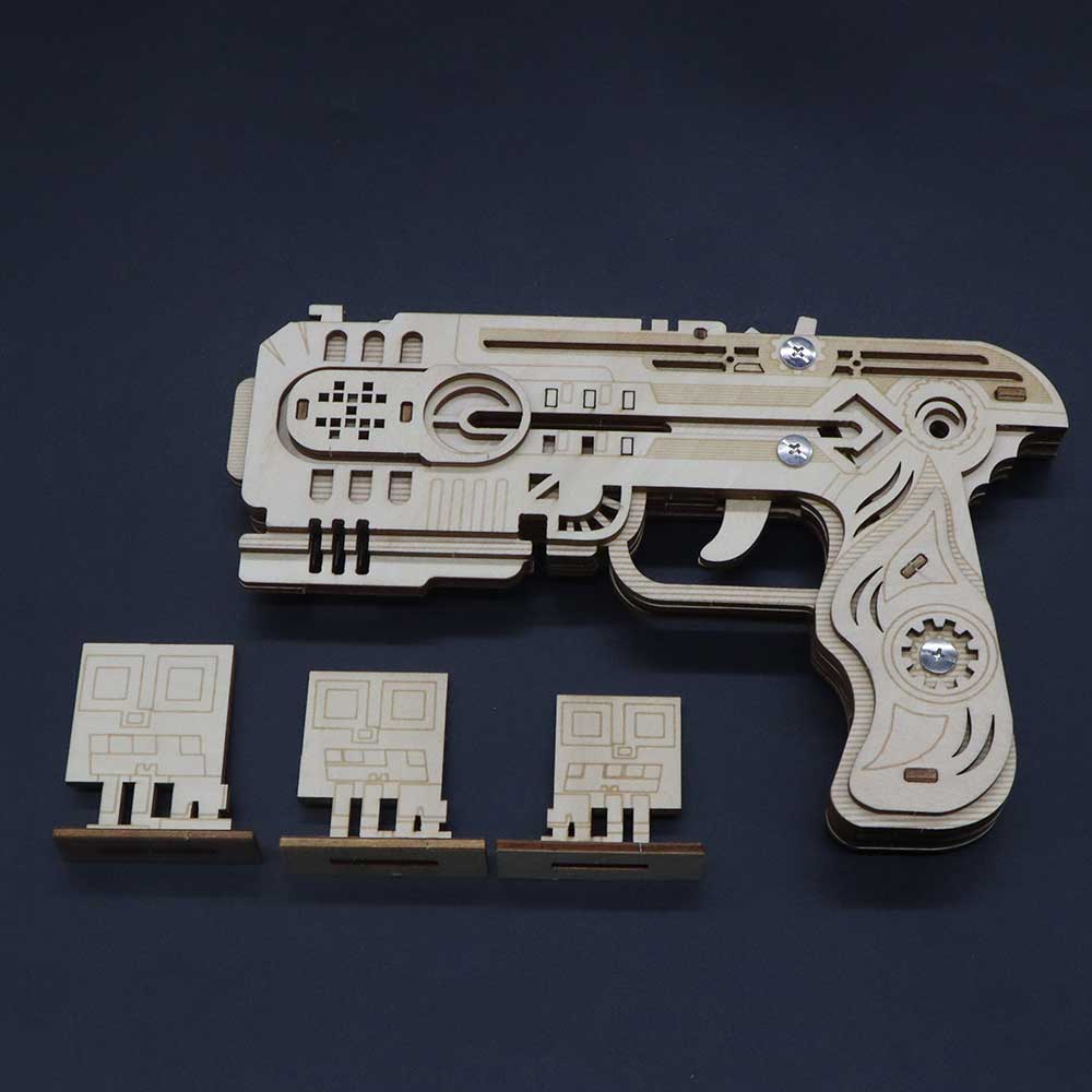 3D Wooden Kit Training Dragon Rubber Band Pistol Model Kit