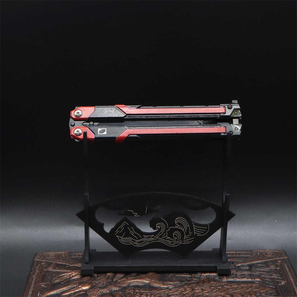 2-Layer Wooden Landscape Pattern Weapon Display Holder