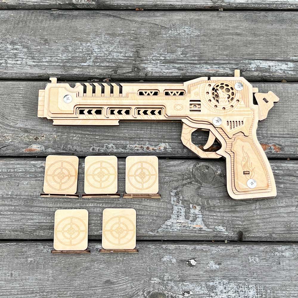 3D Gun Puzzle Wooden Rubber Band Gun Model Kit