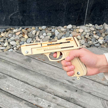 Assembled Wooden Rubber Band Gun Pistol Model Kit With Wooden bullets