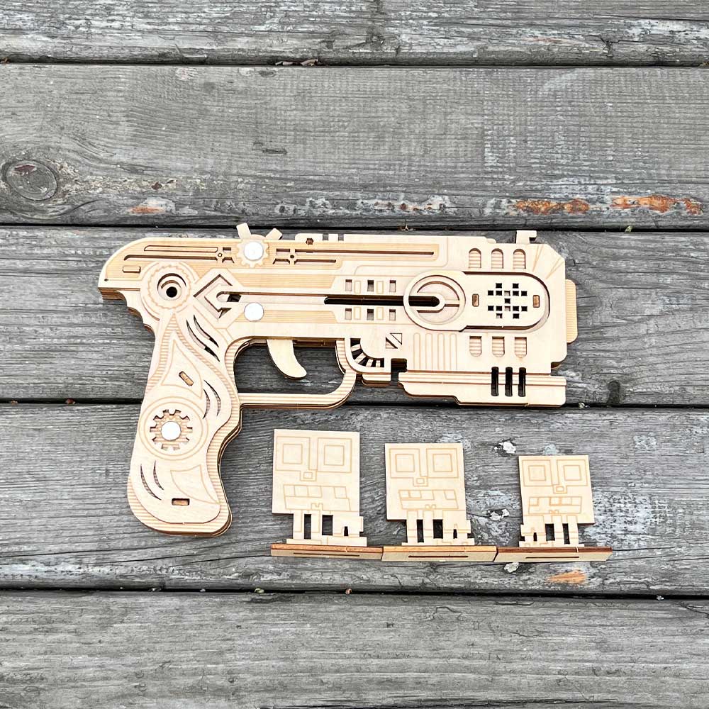 3D Wooden Kit Training Dragon Rubber Band Pistol Model Kit