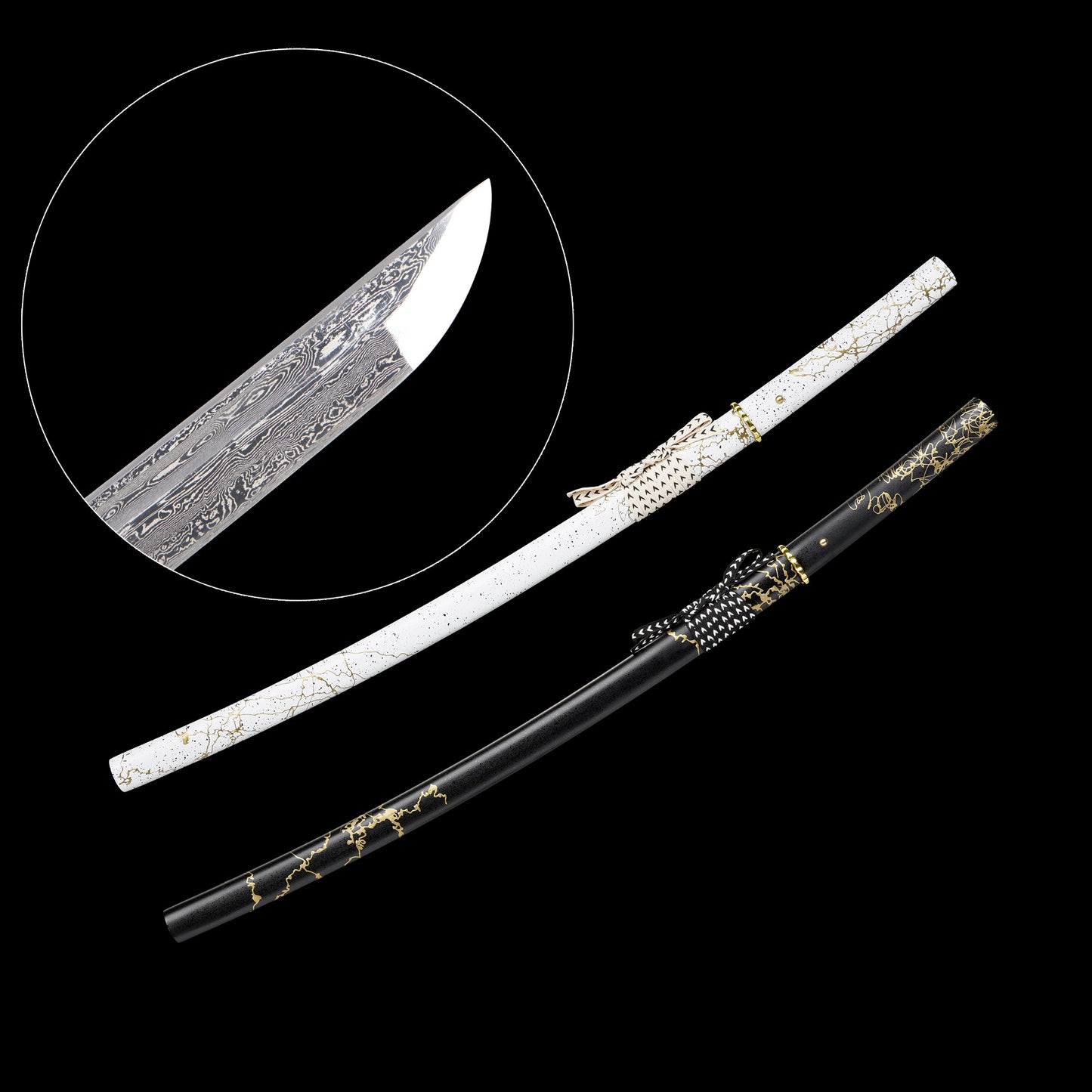 GOY Atsu Katana Damascus Steel Forged Gilded Dawn Gilded Night Samurai Sword