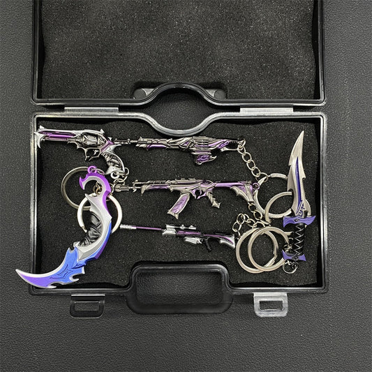 Metal Game Weapon Gun Dagger Keychain With Gift Box