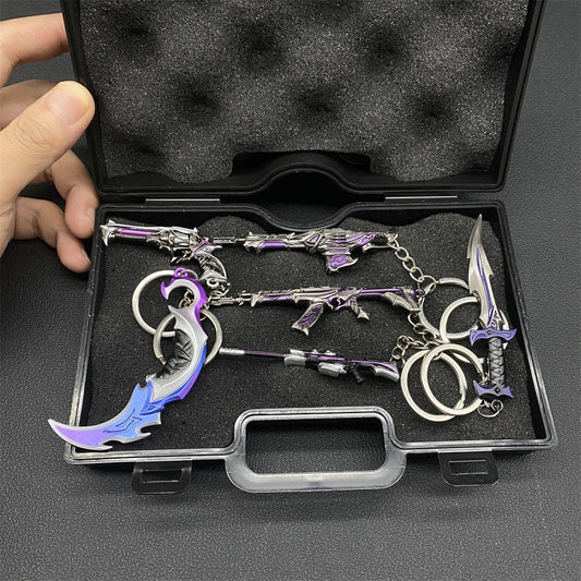 Metal Game Weapon Gun Dagger Keychain With Gift Box