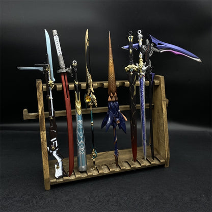 10-Layer Vertical Small Sword Small Long Handle Weapon Wood Display Holder Wooden Kit