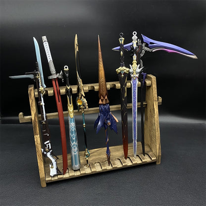 10-Layer Vertical Small Sword Small Long Handle Weapon Wood Display Holder Wooden Kit