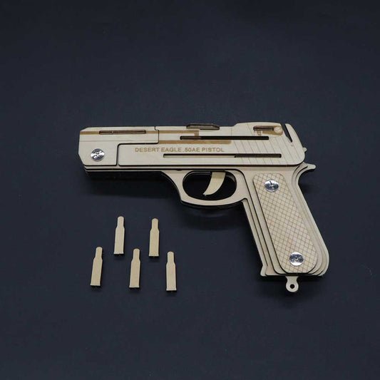 Assembled Wooden Rubber Band Gun Pistol Model Kit With Wooden bullets