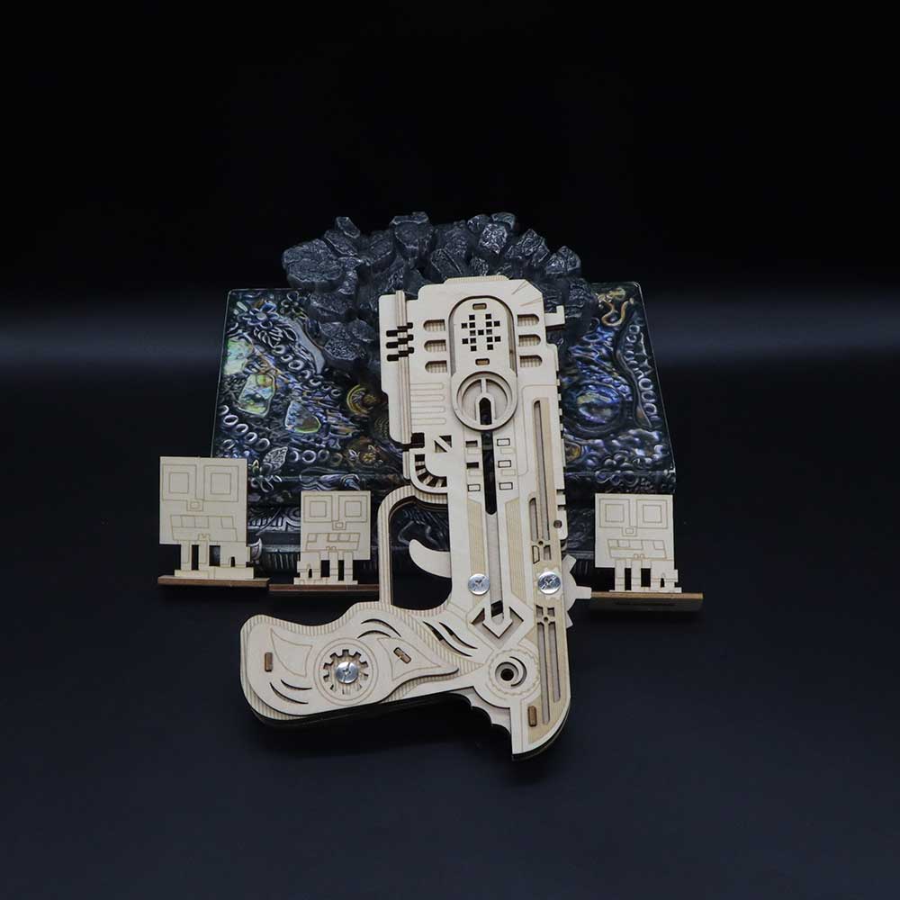 3D Wooden Kit Training Dragon Rubber Band Pistol Model Kit