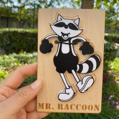 Black White Mr. Raccoon Art Fridge Magnet Fan-Made Refrigerator Decoration Magnet for Game Collectors
