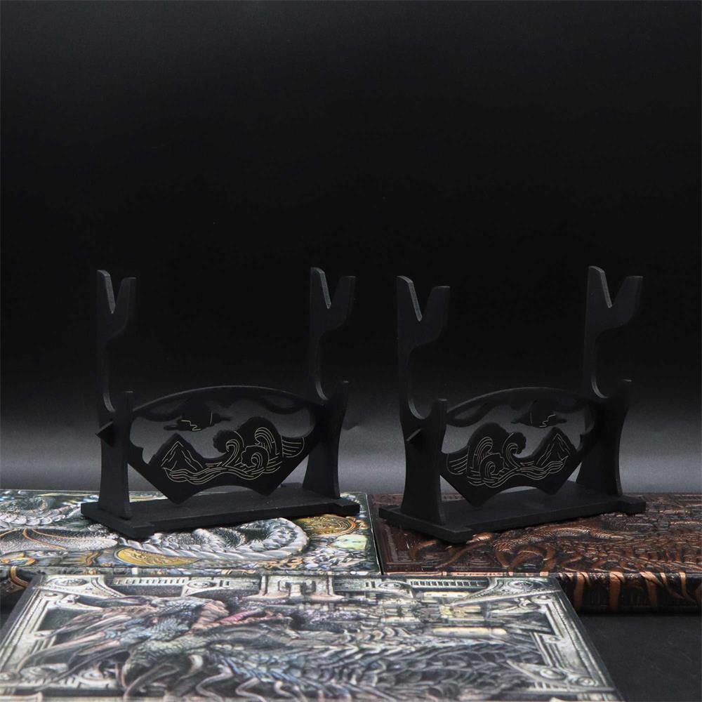 2-Layer Wooden Landscape Pattern Weapon Display Holder