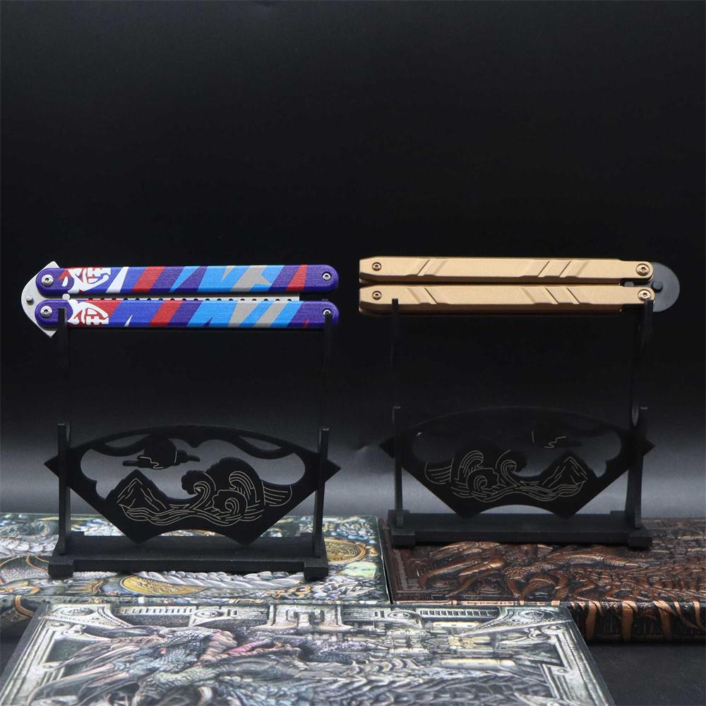 2-Layer Wooden Landscape Pattern Weapon Display Holder