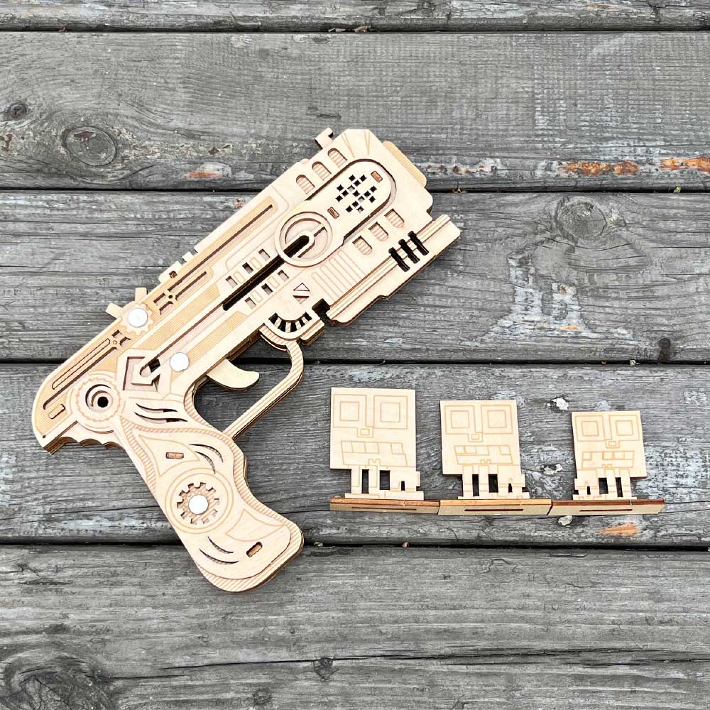 3D Wooden Kit Training Dragon Rubber Band Pistol Model Kit