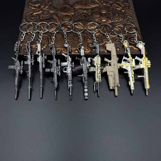 Mini Game Rifle Alloy Keychain Weapon Props Pendant